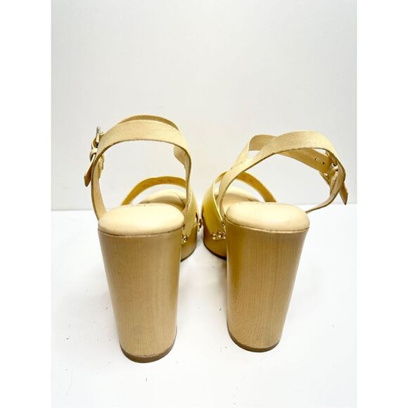 Sarto by Franco Sarto Sandals Womens Sz 6.5 Yellow Ankle Strap Leather Platform - Picture 8 of 12